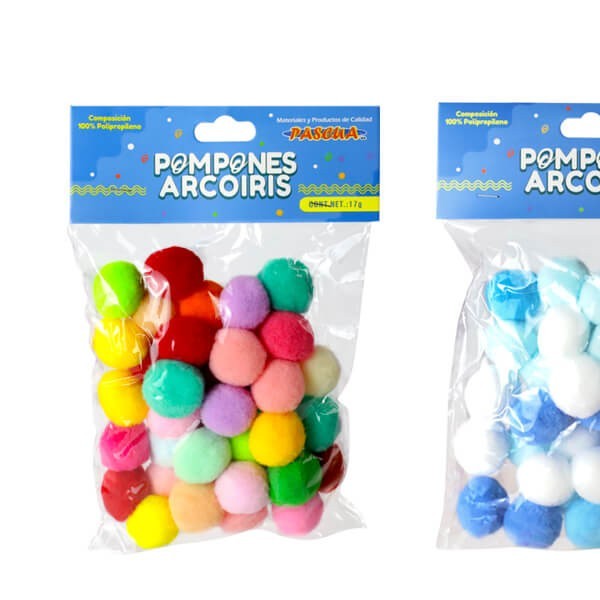 POMPON BOLITAS ARCOIRIS COL. SURT. 17G POMP25SUR PASCUA E.12
